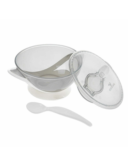 BN-BOC0545,Bocioland - Castron cu ventuza si lingurita, Fara BPA, 360 ml, 6 luni+, Gri