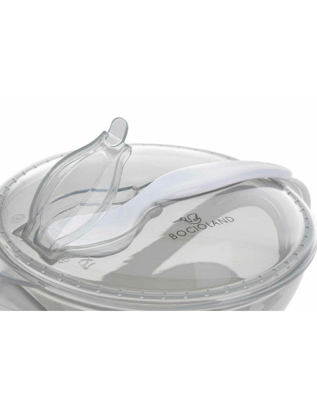 BN-BOC0545,Bocioland - Castron cu ventuza si lingurita, Fara BPA, 360 ml, 6 luni+, Gri