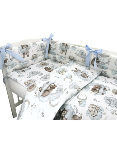 BN-6426972019903,Qmini - Lenjerie patut 3 piese, Cu protectie laterala, Din bumbac certificat Oeko Tex Standard 100, Pentru patu