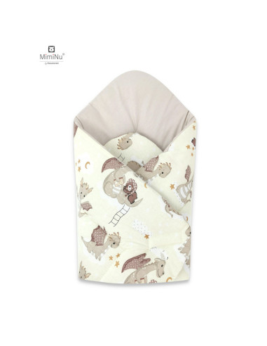 BN-6426972020459,Qmini - Paturica de infasat cu doua fete, Cu multiple utilizari, Cu inchidere arici velcro, Dimensiune 75x75 cm