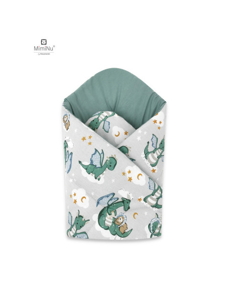 BN-6426972020466,Qmini - Paturica de infasat cu doua fete, Cu multiple utilizari, Cu inchidere arici velcro, Dimensiune 75x75 cm