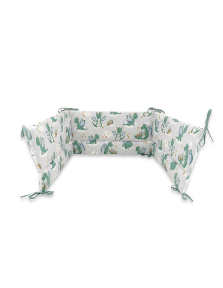 BN-6426972021043,Qmini - Aparatoare pentru patut 120X60 cm, Din bumbac certificat Oeko Tex Standard 100, 180x30 cm, Cu panglici,