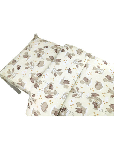 BN-6426972021340,Qmini - Lenjerie junior cu 2 piese, Din bumbac certificat Oeko Tex Standard 100, 140 x 200 cm, Dragons Beige