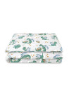BN-6426972021357,Qmini - Lenjerie junior cu 2 piese, Din bumbac certificat Oeko Tex Standard 100, 140 x 200 cm, Dragons Gray