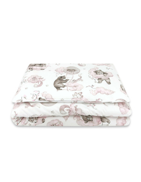 BN-6426972021364,Qmini - Lenjerie junior cu 2 piese, Din bumbac certificat Oeko Tex Standard 100, 140 x 200 cm, Teddy Bear and F