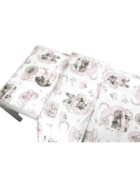 BN-6426972021364,Qmini - Lenjerie junior cu 2 piese, Din bumbac certificat Oeko Tex Standard 100, 140 x 200 cm, Teddy Bear and F