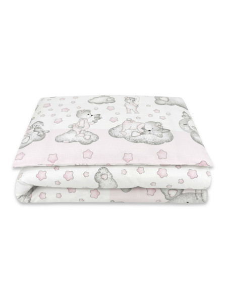 BN-6426972021395,Qmini - Lenjerie junior cu 2 piese, Din bumbac certificat Oeko Tex Standard 100, 140 x 200 cm, Teddy Bear with 