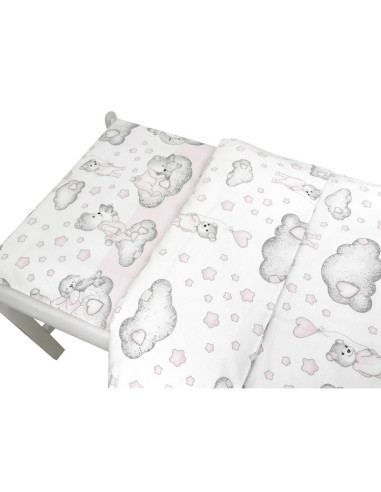 BN-6426972021395,Qmini - Lenjerie junior cu 2 piese, Din bumbac certificat Oeko Tex Standard 100, 140 x 200 cm, Teddy Bear with 