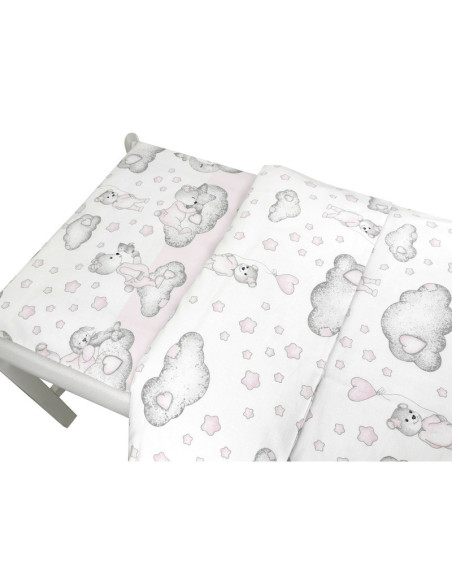 BN-6426972021395,Qmini - Lenjerie junior cu 2 piese, Din bumbac certificat Oeko Tex Standard 100, 140 x 200 cm, Teddy Bear with 