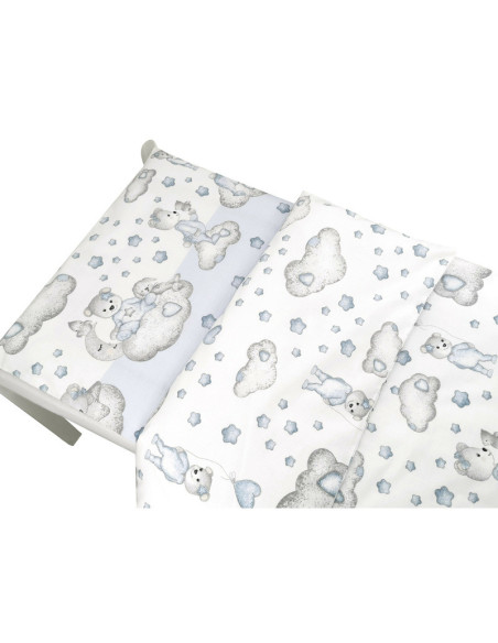 BN-6426972021401,Qmini - Lenjerie junior cu 2 piese, Din bumbac certificat Oeko Tex Standard 100, 140 x 200 cm, Teddy Bear with 
