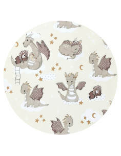 BN-6426972021661,Qmini - Cearceaf cu elastic pentru patut 120X60 cm, Din bumbac certificat Oeko Tex Standard 100, Dragons Beige 2