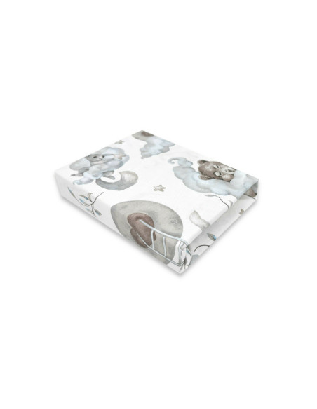 BN-6426972021760,Qmini - Cearceaf cu elastic pentru patut 140X70 cm, Din bumbac certificat Oeko Tex Standard 100, Teddy Bear and