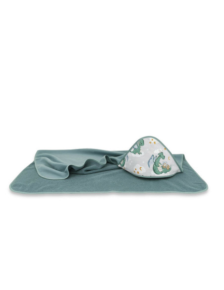 BN-6426972022224,Qmini - Prosop mare cu gluga, Dimensiune 100x100 cm, Din bumbac si thermo fleece, Materiale certificate Oeko Te