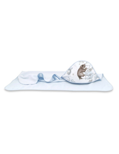BN-6426972022255,Qmini - Prosop mare cu gluga, Dimensiune 100x100 cm, Din bumbac si thermo fleece, Materiale certificate Oeko Te