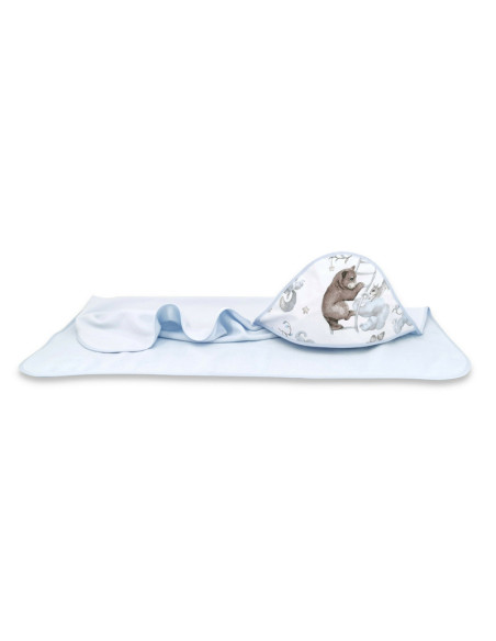 BN-6426972022255,Qmini - Prosop mare cu gluga, Dimensiune 100x100 cm, Din bumbac si thermo fleece, Materiale certificate Oeko Te