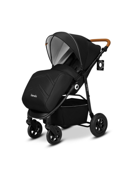 BN-LO-NATT_BLACK_ONYX,Lionelo - Carucior sport Natt, De la nastere, Cu accesorii si capotina XXL reglabila, 0 - 22 kg, Conform c