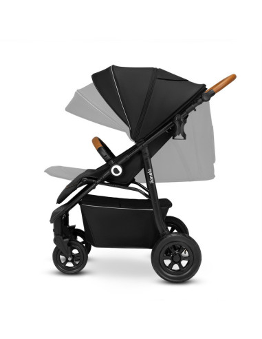 BN-LO-NATT_BLACK_ONYX,Lionelo - Carucior sport Natt, De la nastere, Cu accesorii si capotina XXL reglabila, 0 - 22 kg, Conform c