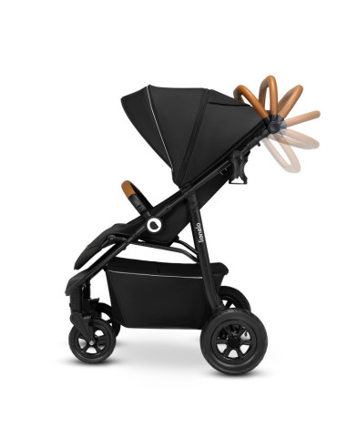 BN-LO-NATT_BLACK_ONYX,Lionelo - Carucior sport Natt, De la nastere, Cu accesorii si capotina XXL reglabila, 0 - 22 kg, Conform c