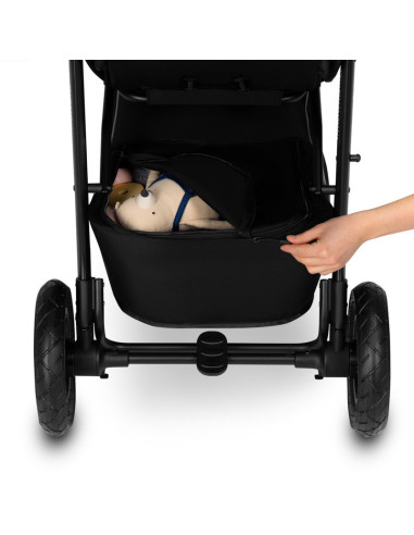 BN-LO-NATT_BLACK_ONYX,Lionelo - Carucior sport Natt, De la nastere, Cu accesorii si capotina XXL reglabila, 0 - 22 kg, Conform c