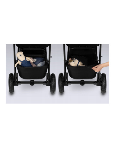 BN-LO-NATT_BLACK_ONYX,Lionelo - Carucior sport Natt, De la nastere, Cu accesorii si capotina XXL reglabila, 0 - 22 kg, Conform c