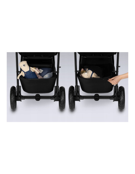 BN-LO-NATT_BLACK_ONYX,Lionelo - Carucior sport Natt, De la nastere, Cu accesorii si capotina XXL reglabila, 0 - 22 kg, Conform c