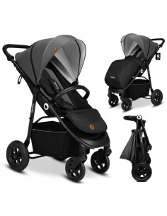 BN-LO-NATT_GREY_STONE,Lionelo - Carucior sport Natt, De la nastere, Cu accesorii si capotina XXL reglabila, 0 - 22 kg, Conform c 2