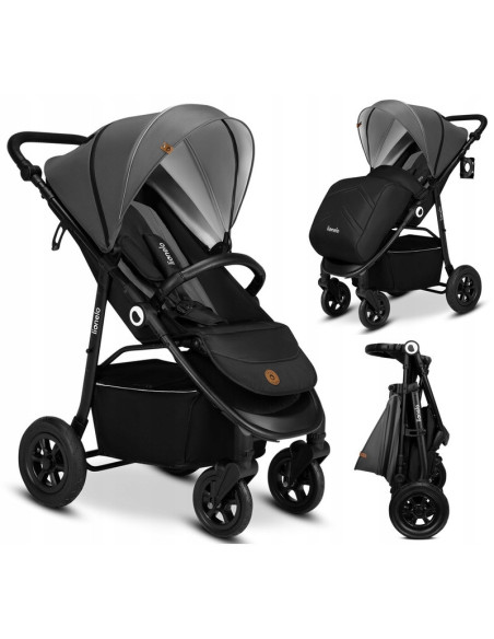 BN-LO-NATT_GREY_STONE,Lionelo - Carucior sport Natt, De la nastere, Cu accesorii si capotina XXL reglabila, 0 - 22 kg, Conform c