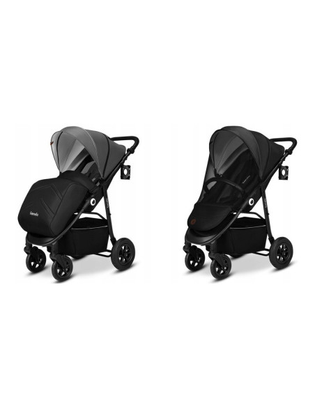 BN-LO-NATT_GREY_STONE,Lionelo - Carucior sport Natt, De la nastere, Cu accesorii si capotina XXL reglabila, 0 - 22 kg, Conform c