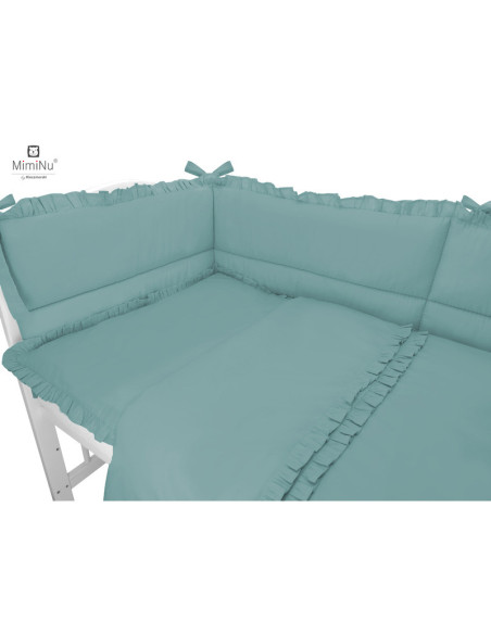 BN-6426972019767,MimiNu - Lenjerie patut 3 piese, Cu volanase, Cu protectie laterala, Din bumbac certificat Oeko Tex Standard 10
