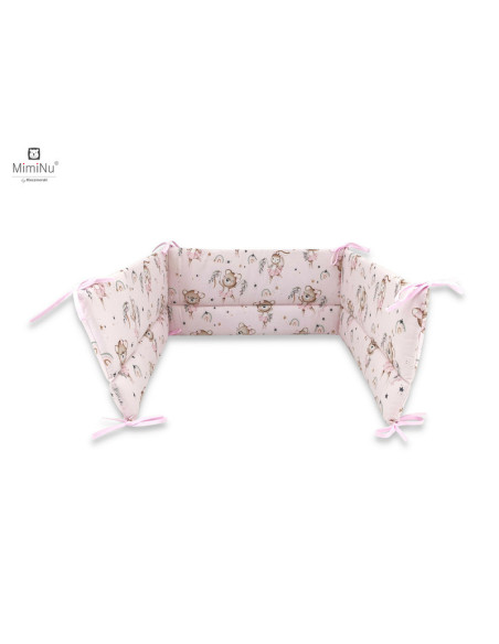 BN-6426972019866,MimiNu - Lenjerie patut 3 piese, Cu protectie laterala, Din bumbac certificat Oeko Tex Standard 100, Pentru pat