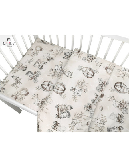 BN-6426972019873,MimiNu - Lenjerie patut 3 piese, Cu protectie laterala, Din bumbac certificat Oeko Tex Standard 100, Pentru pat