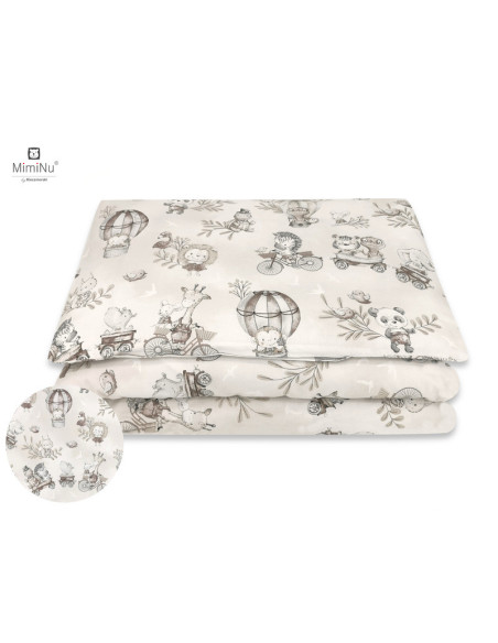 BN-6426972019873,MimiNu - Lenjerie patut 3 piese, Cu protectie laterala, Din bumbac certificat Oeko Tex Standard 100, Pentru pat