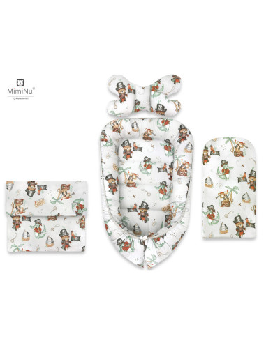 BN-6426972019958,MimiNu - Set 4 in 1 Cosulet bebelus Baby Cocoon 75x55 cm, Husa 100% bumbac, Din bumbac certificat Oeko Tex Stan