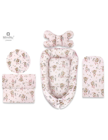 BN-6426972019965,MimiNu - Set 4 in 1 Cosulet bebelus Baby Cocoon 75x55 cm, Husa 100% bumbac, Din bumbac certificat Oeko Tex Stan