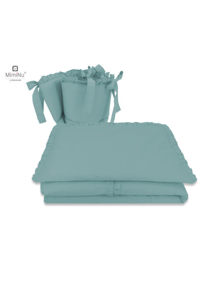 BN-6426972020008,MimiNu - Set lenjerie patut cu 6 piese, Cu volanase, Cu pilota si perna, Cu doua aparatori laterale, Din bumbac