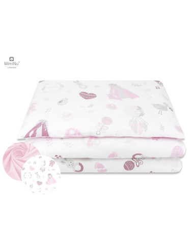 BN-6426972020091,MimiNu - Set pentru bebelusi, 6+1 piese, Cu paturica de infasat, Prosop, Paturica, Cearceaf 120x60 cm, Fata de 