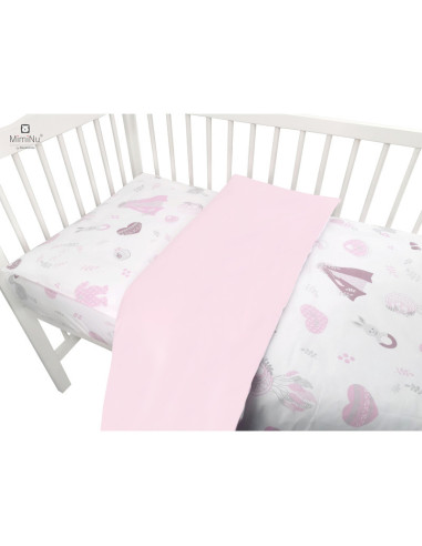 BN-6426972020091,MimiNu - Set pentru bebelusi, 6+1 piese, Cu paturica de infasat, Prosop, Paturica, Cearceaf 120x60 cm, Fata de 