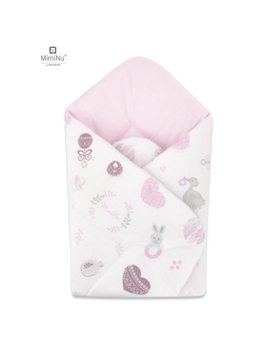 BN-6426972020091,MimiNu - Set pentru bebelusi, 6+1 piese, Cu paturica de infasat, Prosop, Paturica, Cearceaf 120x60 cm, Fata de 