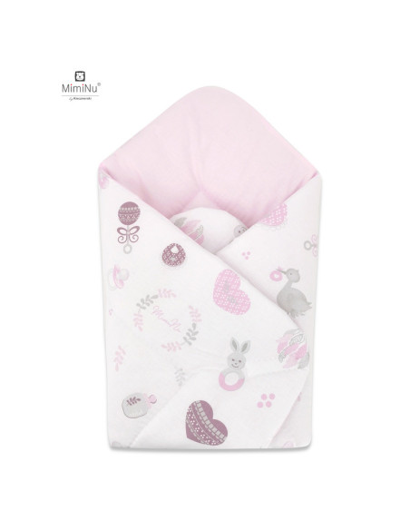 BN-6426972020091,MimiNu - Set pentru bebelusi, 6+1 piese, Cu paturica de infasat, Prosop, Paturica, Cearceaf 120x60 cm, Fata de 