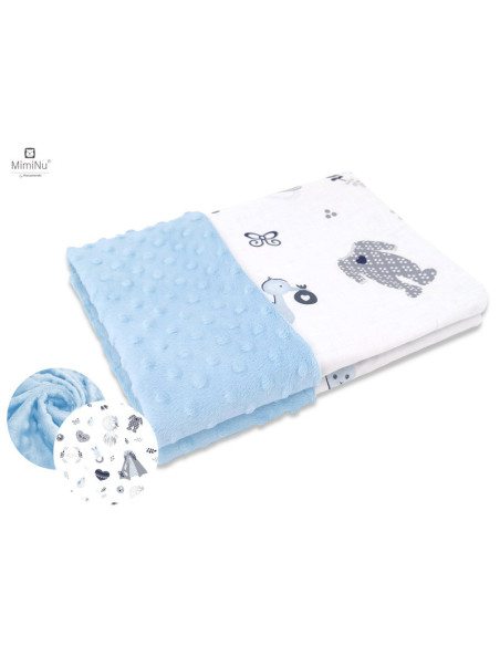 BN-6426972020107,MimiNu - Set pentru bebelusi, 6+1 piese, Cu paturica de infasat, Prosop, Paturica, Cearceaf 120x60 cm, Fata de 