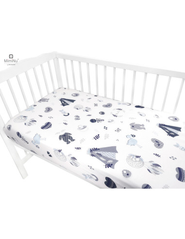 BN-6426972020107,MimiNu - Set pentru bebelusi, 6+1 piese, Cu paturica de infasat, Prosop, Paturica, Cearceaf 120x60 cm, Fata de 