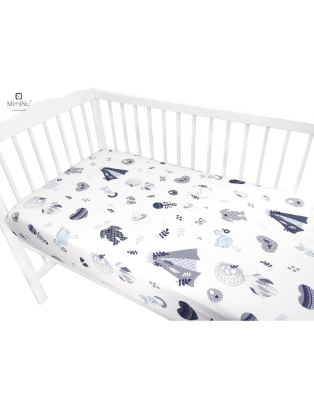 BN-6426972020107,MimiNu - Set pentru bebelusi, 6+1 piese, Cu paturica de infasat, Prosop, Paturica, Cearceaf 120x60 cm, Fata de 