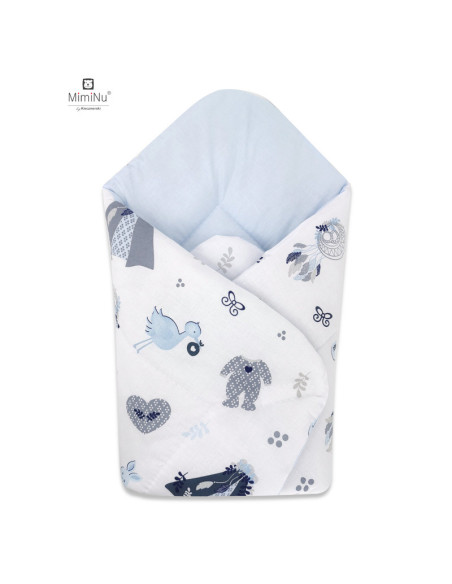 BN-6426972020107,MimiNu - Set pentru bebelusi, 6+1 piese, Cu paturica de infasat, Prosop, Paturica, Cearceaf 120x60 cm, Fata de 