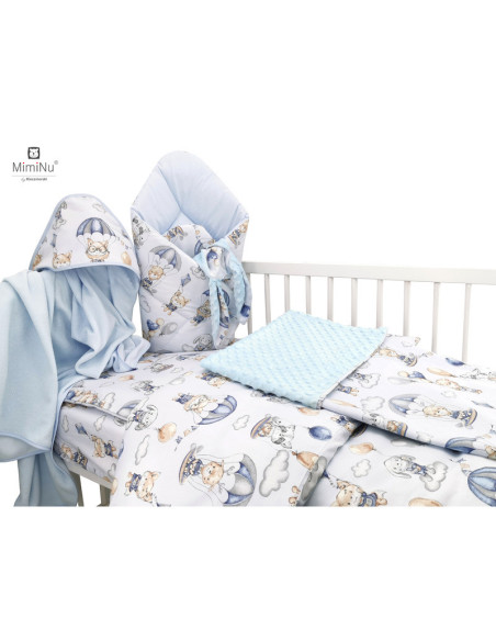 BN-6426972020121,MimiNu - Set pentru bebelusi, 6+1 piese, Cu paturica de infasat, Prosop, Paturica, Cearceaf 120x60 cm, Fata de 