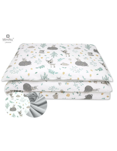 BN-6426972020145,MimiNu - Set pentru bebelusi, 6+1 piese, Cu paturica de infasat, Prosop, Paturica, Cearceaf 120x60 cm, Fata de 