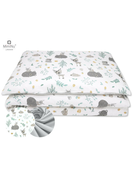 BN-6426972020145,MimiNu - Set pentru bebelusi, 6+1 piese, Cu paturica de infasat, Prosop, Paturica, Cearceaf 120x60 cm, Fata de 