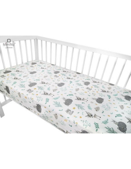 BN-6426972020145,MimiNu - Set pentru bebelusi, 6+1 piese, Cu paturica de infasat, Prosop, Paturica, Cearceaf 120x60 cm, Fata de 