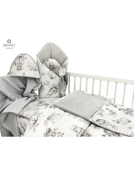 BN-6426972020152,MimiNu - Set pentru bebelusi, 6+1 piese, Cu paturica de infasat, Prosop, Paturica, Cearceaf 120x60 cm, Fata de 
