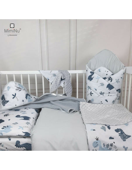 BN-6426972020190,MimiNu - Set pentru bebelusi, 6+1 piese, Cu paturica de infasat, Prosop, Paturica, Cearceaf 120x60 cm, Fata de 