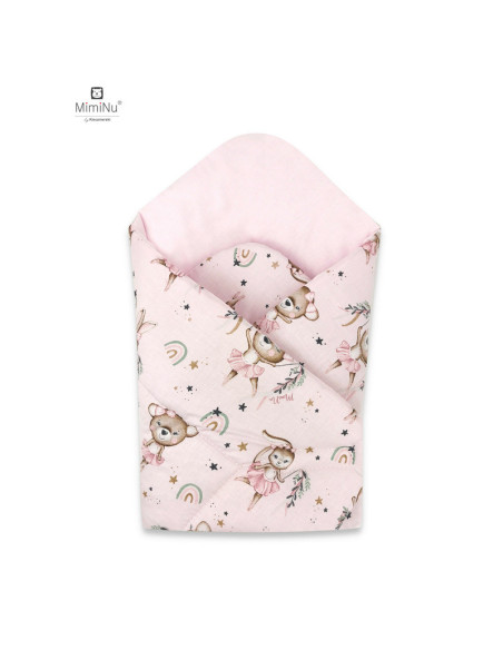 BN-6426972020527,MimiNu - Paturica de infasat cu doua fete, Cu multiple utilizari, Cu inchidere arici velcro, Dimensiune 75x75 c